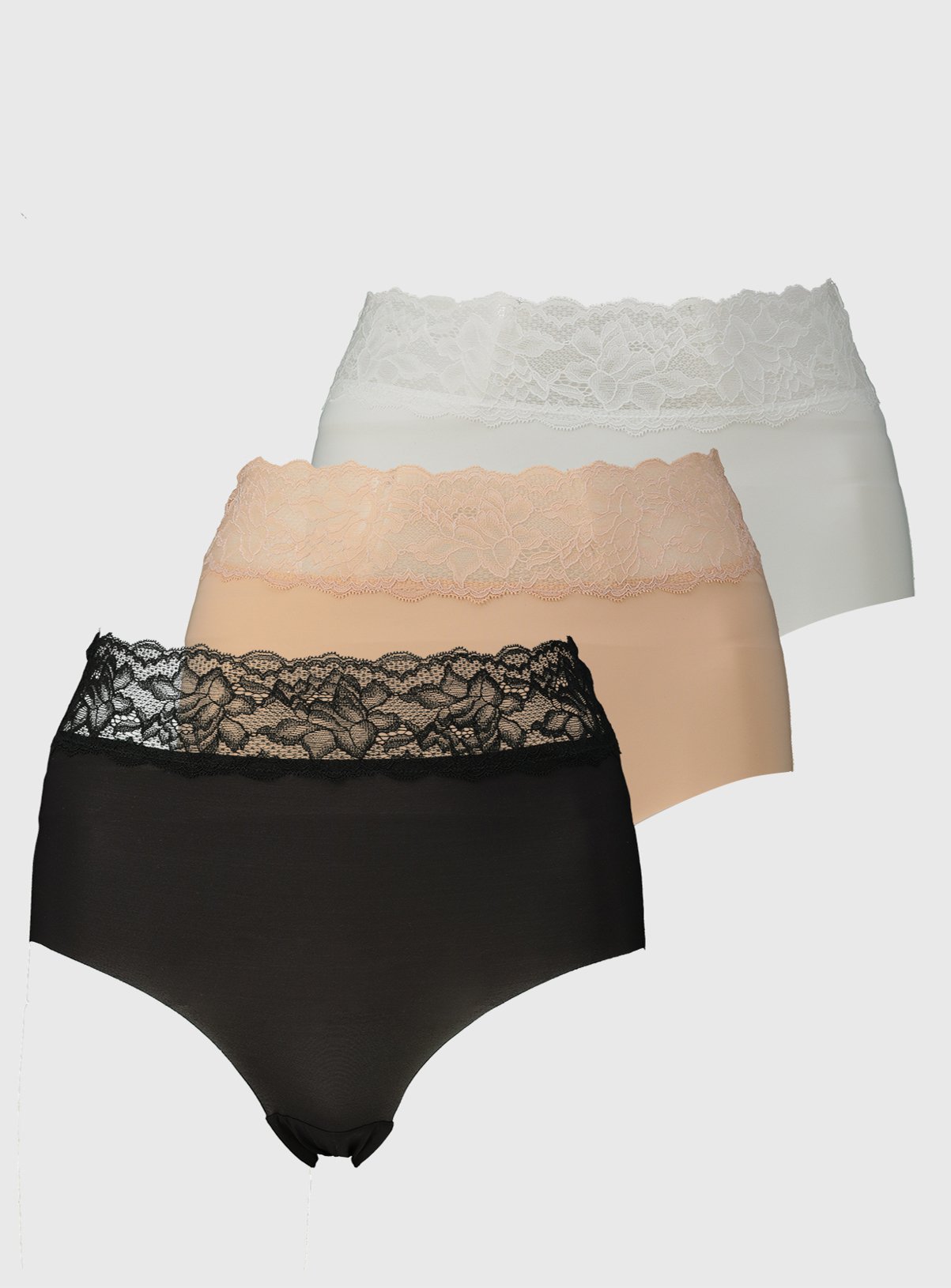 SKU Cont 3pk NoVPL lace top MF full brief:Black White La:26 - Image 1 thumbnail